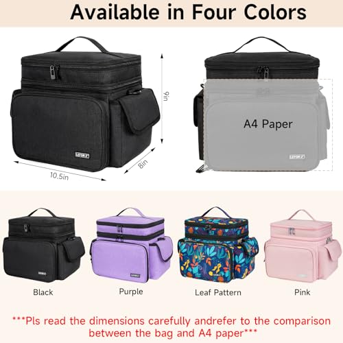 LEFOR·Z Small Sewing Supplies Organizer Bag(10.5 x 8 x 9inch),Sewing Box - color: Black