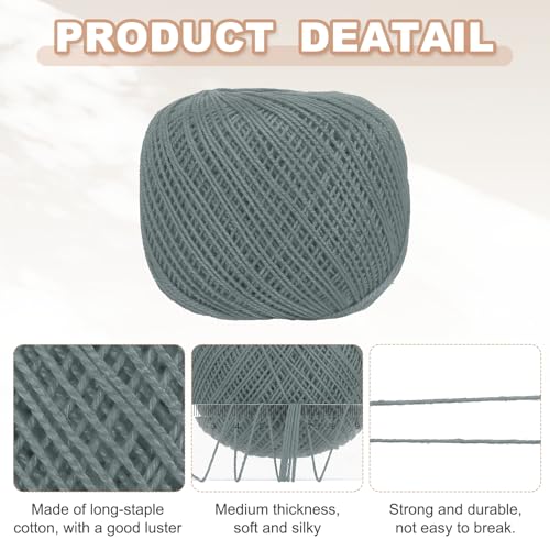 MECCANIXITY Crochet Thread Pearl Cotton Size 3 Dark Gray Pearl 164 Yards for Crocheting Tatting Knitting Embroidery Sewing - color: Dark Gray