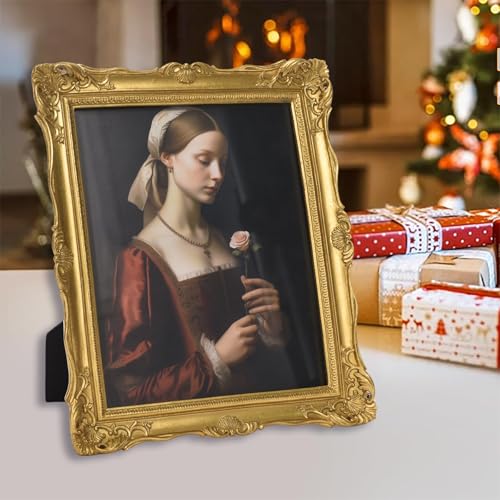 Saysmile Vintage 8x10 Picture Frame Gold, Textured Antique Picture Frames with Embossed Flower Design, Ornate Frame for 8x10 Photo, Resin Antique Frames Tabletop & Wall Hanging, Home Decor - color: Gold, size: 8x10
