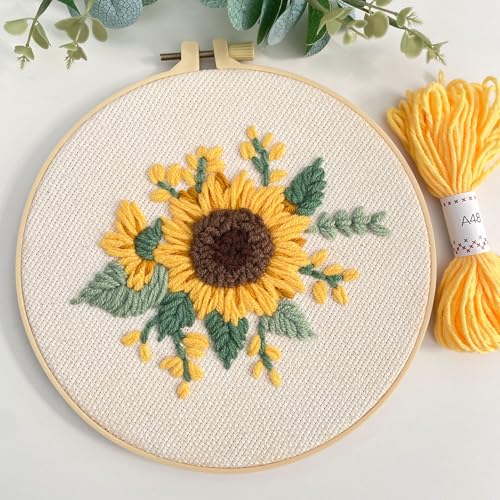 Myfelicity Punch Needle Kit, Punch Needle Kits Adults Beginner, Craft Decoration and Hobbies (Sunflower) - color: Sunflower