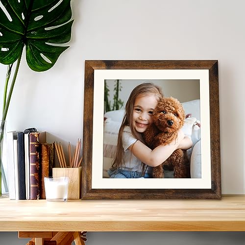 AEVETE Picture Frame 10x10 Dark Brown Photo Frames Rustic for Wall and Desk - color: Rustic Brown, size: 10x10