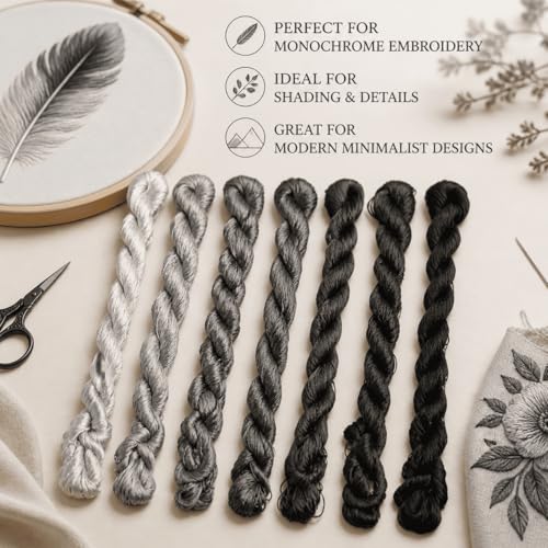 Natural 100% Silk Thread, Handmade Embroidery Thread Silk Floss 7 Colors 110m Each (84) - color: 84
