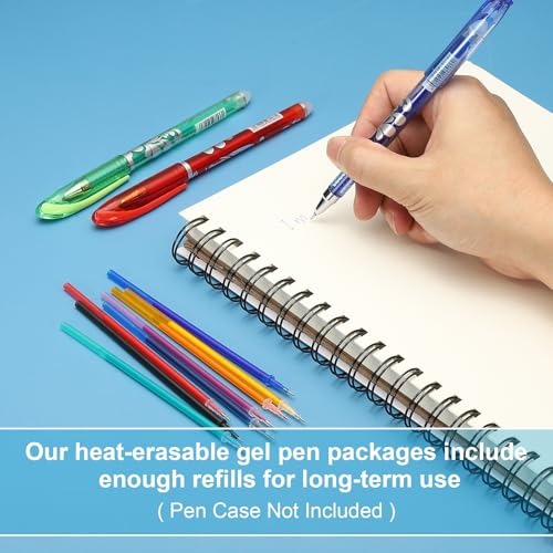 PATIKIL 24 Pcs Erasable Gel Pens Refills, 0.5mm Heat Erasable Pens Refills for Fabric Disappearing Ink Fabric Marking Pen for Sewing Quilting Writing, Red Ink - color: Red