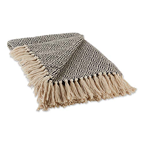 DII Diamond Throw Collection Cotton Woven, 50x60, Black - color: Black