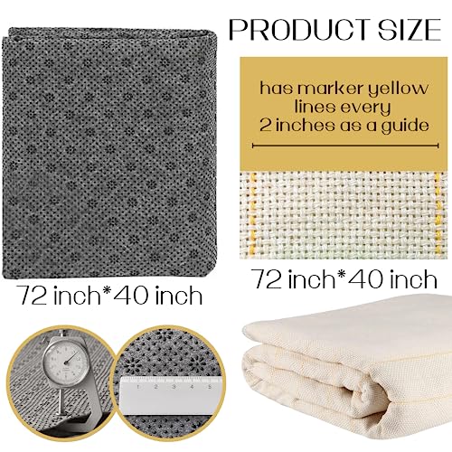 72 x 40 Inch Primary Tufting Cloth and 72 x 40 Inch Non Slip Fabric Final Backing Cloth Monks Fabric for Tufting Gun Rug Supplies Embroidery Crafts Favors - color: Grey + White