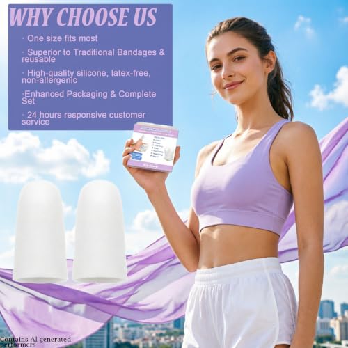 14pcs Gel Finger Protectors Finger Cots Silicone Fingertips Protection - color: White