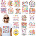 Dazoratix Mental Health Iron on Transfers - 20 Sheets Boho DTF Ready to Press Inspirational Heat Stickers Patches Vinyl Applique Decals for T Shirts Clothing DIY Craft Decorations Teen Therapist Gifts - style: Mental Health