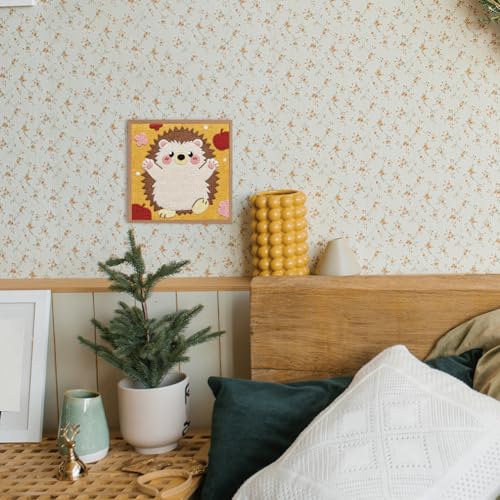 Doodlream Standing Hedgehog Needle Kit for Beginner, 9.4"x 9.4" Cute Animal Punch Stitching Craft Set, Color DIY Embroidery Starter with Printed Frame, Instruction, Threader, Yarn, Pinch Needle - color: Hedgehog