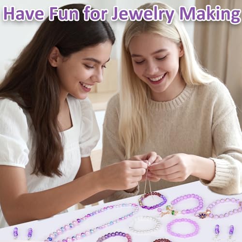 XSEINO About 1200PCS 6mm Glass Beads Bracelet Making Kit,24 Assorted Violet Elegant Series Colorful Crystal Beads for Bracelet and Jewelry Making and DIY Crafts,Friendship Bracelets - color: Violet Elegant Series