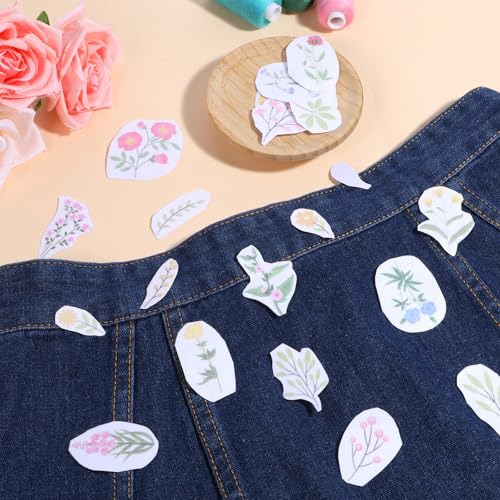 Grevosea 92 Pcs Water Soluble Embroidery Patterns, Stick and Stitch Embroidery Designs Water Soluble Stabilizer with Pre-Printed Flowers and Leaves for Beginner Embroidery Hand Sewing