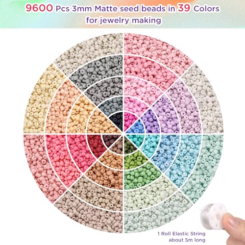 3mm Seed Beads Matte, Funtopia 39 Colors Seed Beads for Bracelet Making - color: Matte Color, size: 3mm