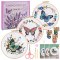 Uniartfy Butterfly Flower Embroidery Kit for Beginners, Cross Stitch Kits - color: Embroidery Kit-D