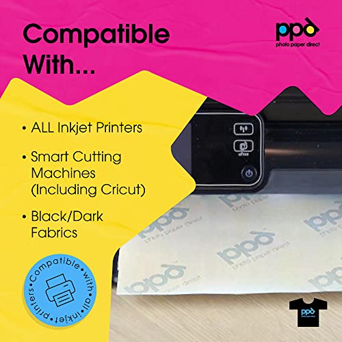 PPD 5 Sheets 8.5x11" Iron-on Heat Transfer Paper Dark Fabrics Inkjet - size: 8.5 x 11, style: Dark (5 Sheets)