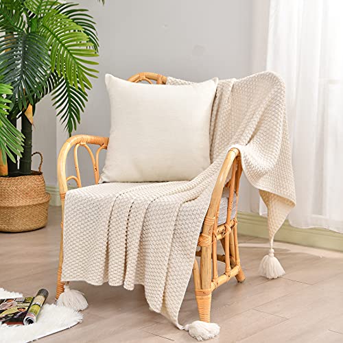 Linen Throw Pillow Covers 16 x 16 Beige Decorative Blank Couch Pillow Covers for Sublimation Bed Sofa Farmhouse Cushion Cases Set of 4 - size: 16" x 16" (Pack of 4)