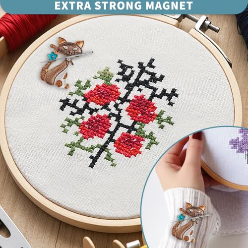 Magnetic Needle Minder Magnet Embroidery Accessories and Supplies Embroidery Needle Holder Cross Stitch Holder Needlework Supplies (Cardinal) (cat) - size: cat