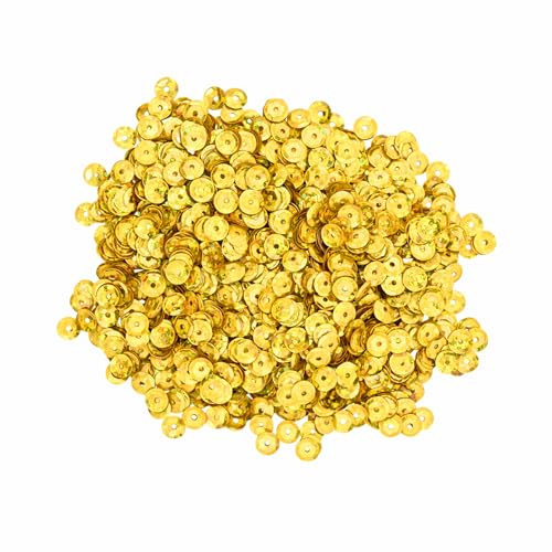 Mandala Crafts 6mm Cup Holographic Light Gold Sequins for Sewing Embroidery - color: Holographic Light Gold, size: 6mm Cup Sequins