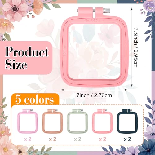 Hotop 10 Pcs Mini Embroidery Hoops ABS Plastic Cross Stitch Hoop for DIY Craft Art Sewing Needlework Cross Stitch Embroidery Projects(Square) - style: Square