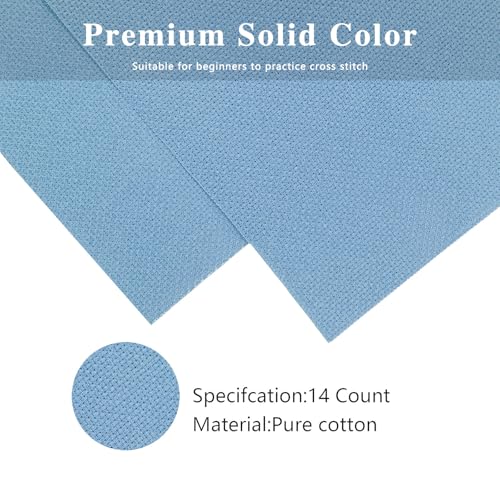 Zhenqing 14-Count Light Blue Aida Cloth - 75x100cm Pre-Cut 100% Cotton Evenweave Fabric for Cross Stitch & Embroidery (Light Blue, 30 * 39inch) - color: Light Blue