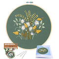 KISSBUTY Full Range of Embroidery Starter Kit with Pattern, Cross Stitch Kit Including Embroidery Fabric with Floral Pattern, Bamboo Embroidery Hoop, Color Threads and Tools Kit (Flowers Plants)