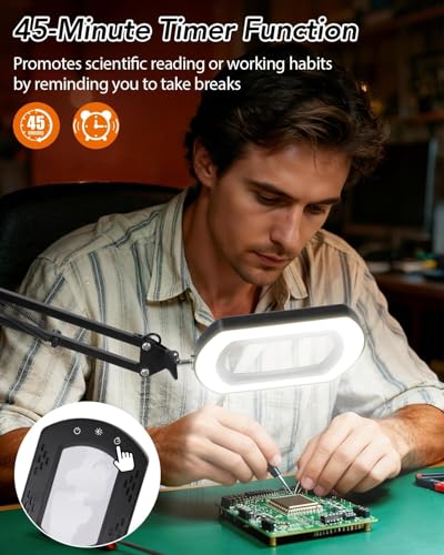 10X Magnifying Glass with Light and Stand, Lighted Desk Magnifying Lamp - color: Black (Base)