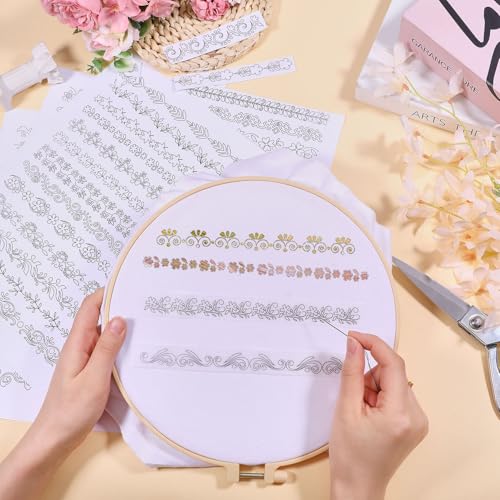 GLOBLELAND 4 Sheets Floral Lace Water Soluble Embroidery Pattern - color: Floral Lace