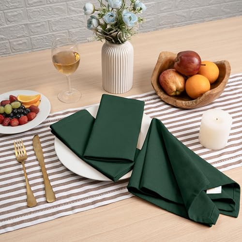 Blue Needles Solid Cloth Napkins 100% Cotton Set of 12-18 x 18 Inches - color: Forest Green, size: 18" x 18" (Set of 12)