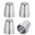 4 PCS Metal Thimbles, Silver Sewing Thimbles, Sewing Finger Protector Thimble with Pattern for Hand Embroidery, Hand Quilting