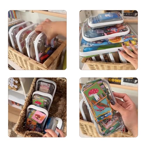 Clear Hard Shell Zipper Case,3PCS Transparent Clear Zipper Pouches,Hard Side Plastic Case Set,Portable Travel Storage Organizer Bins - color: 3PCS-LMS