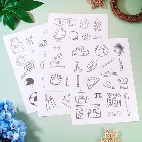 Magibeads 68 Patterns Sturdy Sport Theme Water Soluble Embroidery Stabilizers Tennis Rugby Stick and Stitch Embroidery Patterns Wash Away Embroidery Paper Starter Kit for Hand Sewing Beginners Adult - color: Sturdy & Sport