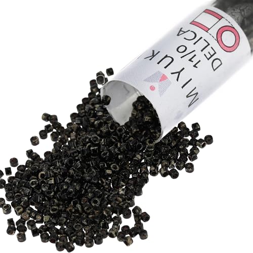 Miyuki Delica Seed Beads - color: DB2261 - Picasso Smoky Matte Black
