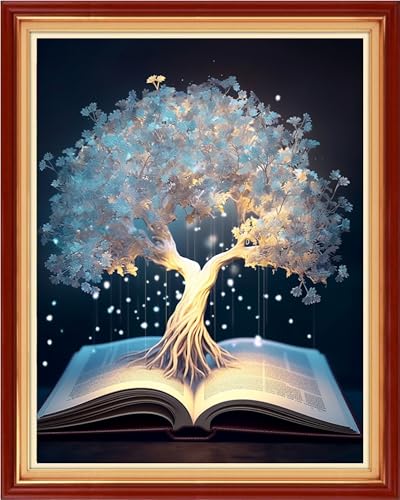 Funchey Stamped Cross Stitch Kits, DIY Cross Stitch Pattern for Adults Beginners Needlepoint Kits Embroidery Kit Arts and Crafts 11CT&White Tree Book 16x20 inchs - color: HandicraftColor10