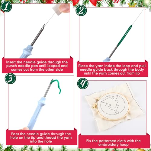 Yaomiao 6 Pcs Christmas Punch Needle Coaster Kit, Easy DIY for Beginners - style: Festival