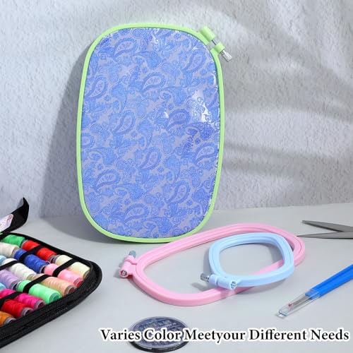 3 Pcs 3 Size Square Embroidery Hoops, Cross Stitch Hoop, ABS Plastic Hoops, Rectangular Cross Stitch Embroidery Frame DIY Sewing Tool for Quilting Silk-Painting, 3.5 × 5, 5 × 7.8, 7 x 10 in (3 Color)