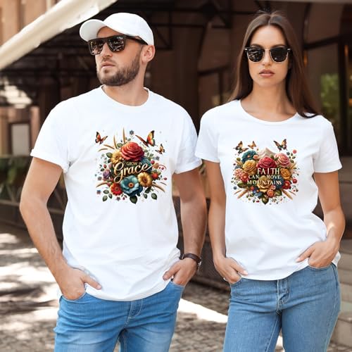 Dtf Transfers Ready to Press - 20Pcs Christian Floral Iron on Transfers, Bible Verse Iron on Decals for Tshirts, Religious Faith Heat Appliques Patches for Clothes Hat Bag Pillows DIY Crafts - color: Christian Floral668