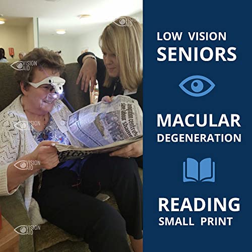 Vision Aid Magnifying Glasses with LED Light, 5 Lenses, Headband, Storage Case | Hands Free Lighted Head Mount Magnifier for Hobby Crafts Macular Degeneration Cross Stitch Diamond Painting Close Work - style: USB Rechargeable - Expert Set