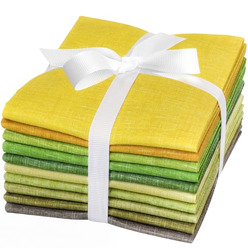 Craftido - 11 Options Solids with Tweed Tonals - Assorted Color Cotton Quilting Fabric Bundles 10pcs Fat Quarters 18"x21" - Medium Weight 5.2oz - for Quilting, Sewing and Crafts – Grasslands - color: Grasslands