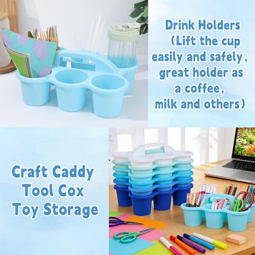 6 Pack Classroom Caddy Organizer with Handle, 6 Compartments, Gradient Blue - color: Gradient Blue