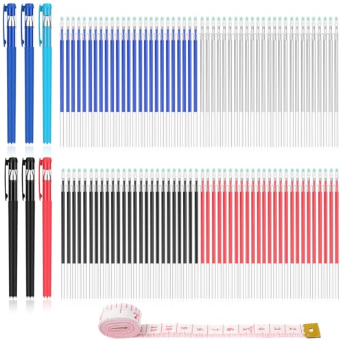 Fabric Markers for Sewing, Quilting, Embroidery and Needlework, 6 pens, 100 replacement refills and a tape measure, tailor, sewing office aid markers. - color: Sewing Fabric Marking Set 2