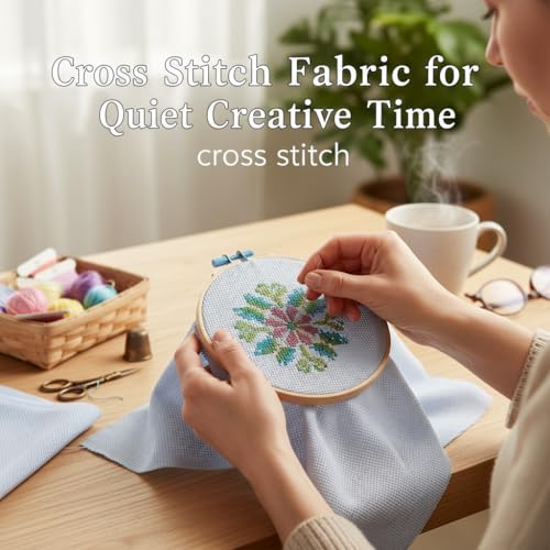 14 CT Aida Cloth for Cross Stitch,12PCS Pre-Cut Cross Stitch Fabric - color: White