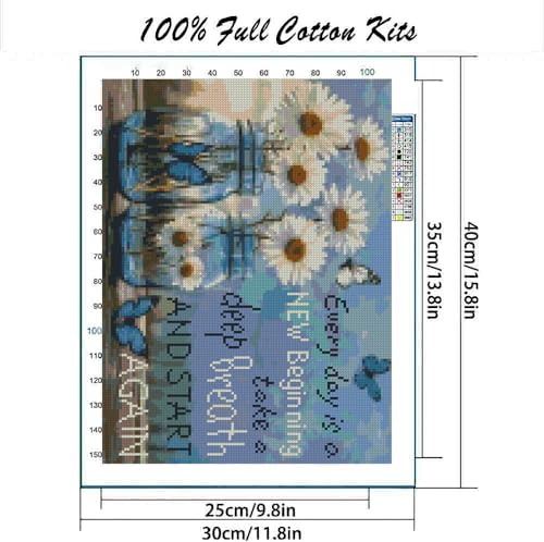Flower Stamped Cross Stitch Kits Cross Stitch Patterns，Dimensions Cross Stitch Kits Embroidery Kit Arts and Crafts for Beginners 15.7x11.8 inch - color: D042