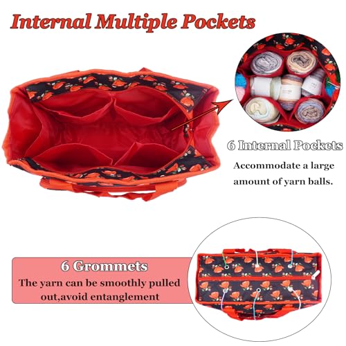 Knitting Bags and Totes Organizers Large Yarn Bags(Red Rose) - color: Red Rose