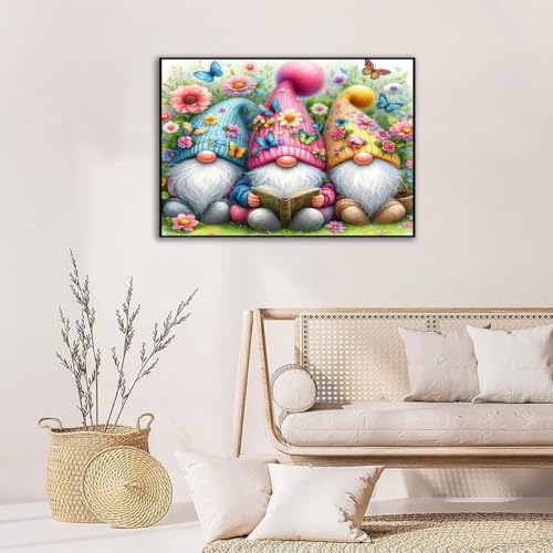 Lzyueyuan Gnomes Stamped Cross Stitch Kits for Adults Beginner,Book Flower Cross Stitch Ornament Kits Counted Embroidery Needlepoint Kits Home Decor 15.7X11.8inch - color: Cross Stitch-1029-7