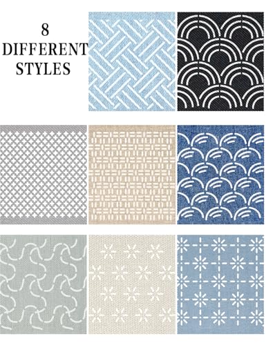 Gezan Sashiko Stencils Plastic Sashiko Template Pattern Geometric Embroidery Stabilizers Drawing Line Template for Hand Quilting Sewing (8)