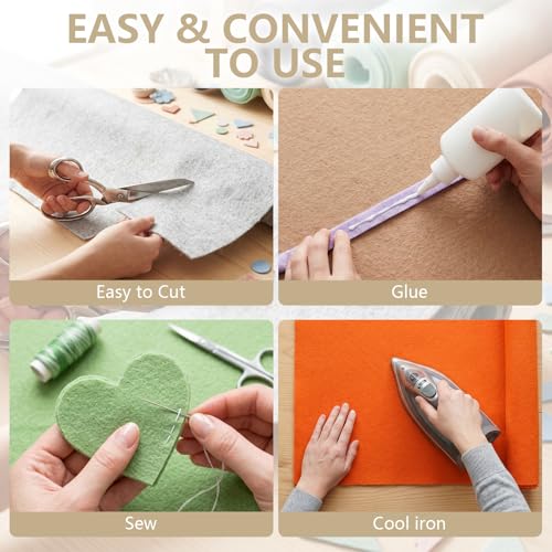 Khaki Stiff Felt Sheet 36'' X 36'', 1mm Large Felt Fabric Sheet for Crafts - color: Khaki