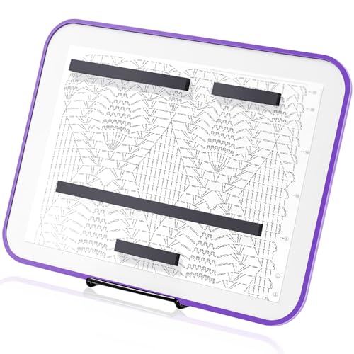 Flutesan 8 x 12 Inches Knitting Pattern Holder with 4 Replacement Magnets Knitting Chart Keeper Cross Stitch Magnetic Board Cross Stitch Accessories and Supplies for Crochet(Purple Border) - color: Purple Border, size: 8.27 x 11.81 Inches