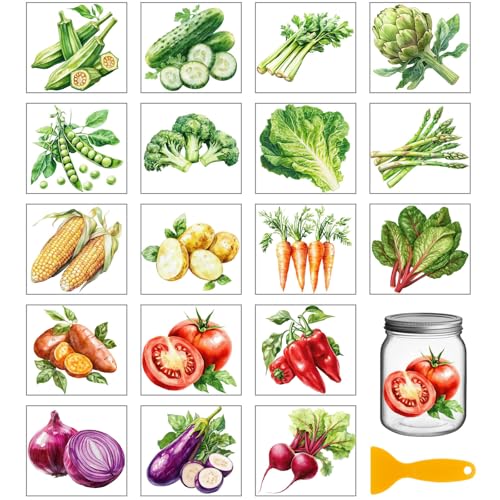 GLOBLELAND 18 Sheets Colorful Vegetables Transfer Stickers 3.9x3.6inch Okra Cucumber Transfer Decal Corn Potato Carrot Rub on Transfer for Cup Decal Vase Glass Art Crafts Decorations - style: Vegetable