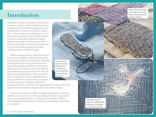 Pocket Guide to Pretty Stitches: Carry-Along Guide to Visible Mending & Embroidery Stitches (Landauer) Step-by-Step for 50 Visual Mending Stitches, with Tips and Techniques (Craft Pocket Guide)