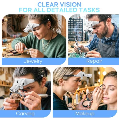 Magnifying Glass with Light 1X-4X, Rechargeable Magnetic Magnifier - color: White