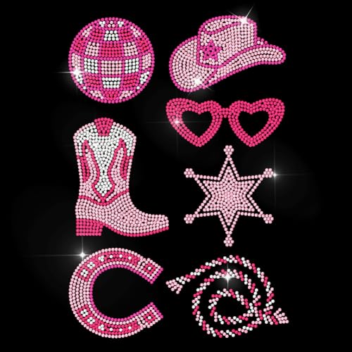 MAYJOYDIY Western Cowgirl Rhinestone Iron on Hotfix Transfer Cowgirl Hat Cowboy Boots Heat Transfer Sticker Horseshoes Bling Clothing Decoration Applique for Shirt Bag Hat Jeans Shoes DIY Crafts - style: Western Cowgirl