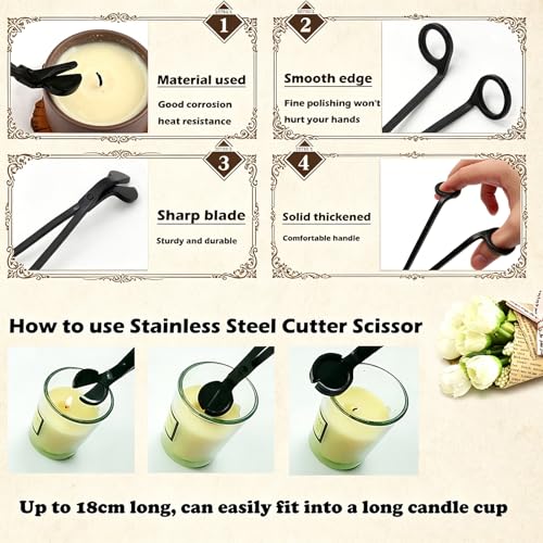 TYMKLMZG Candlewick Needle Kit with Candle Wick Trimmer 7",Mold Hook Punch Needle with Hook & Eye for Inserting Wick,Big Hole Long Needle,Candle Wick Roll 200 Ft 24 Wick Spool,Threader,Wick Holders - color: 19PCS